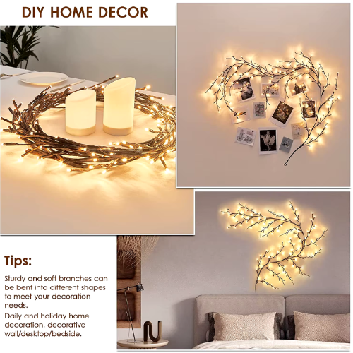 Willow Vine Lights with 8 Modes for Cozy Décor