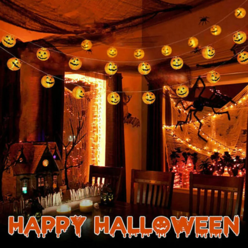 Halloween String Lights Pumpkin Lamp Light Up Indoor Outdoor Garden Party Decor