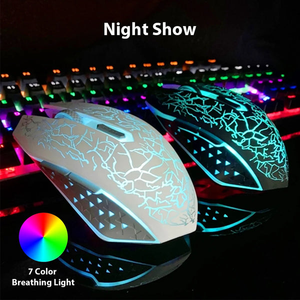 Wireless RGB Gaming Mouse - 2.4GHz Rechargeable Bluetooth, E-Sports Mechanical