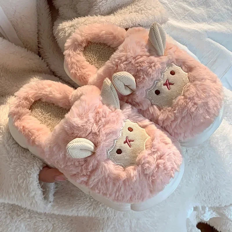 🐑 Fluffy Sheep Slippers – Warm Winter Plush for Men & Women ❄️