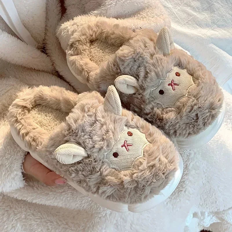 🐑 Fluffy Sheep Slippers – Warm Winter Plush for Men & Women ❄️