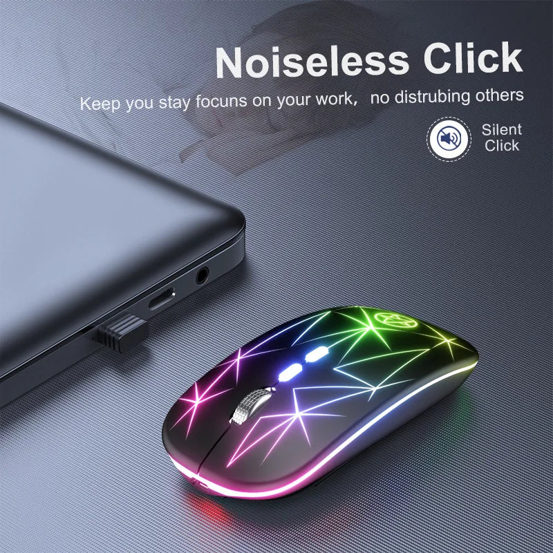 Rechargeable RGB Wireless Gaming Mouse - USB 2.4GHz, LED Backlit, Ergonomic