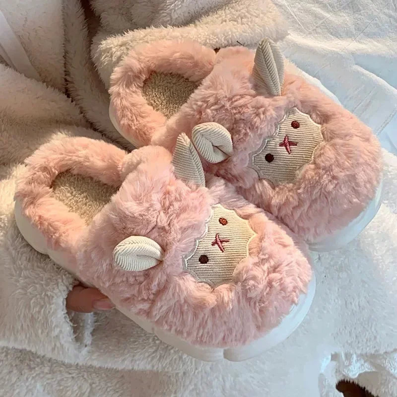 🐑 Fluffy Sheep Slippers – Warm Winter Plush for Men & Women ❄️