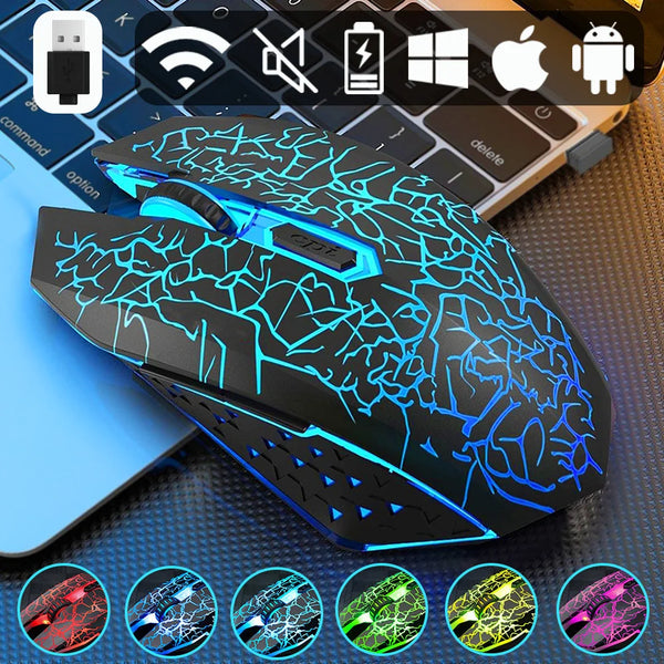 Wireless RGB Gaming Mouse - 2.4GHz Rechargeable Bluetooth, E-Sports Mechanical