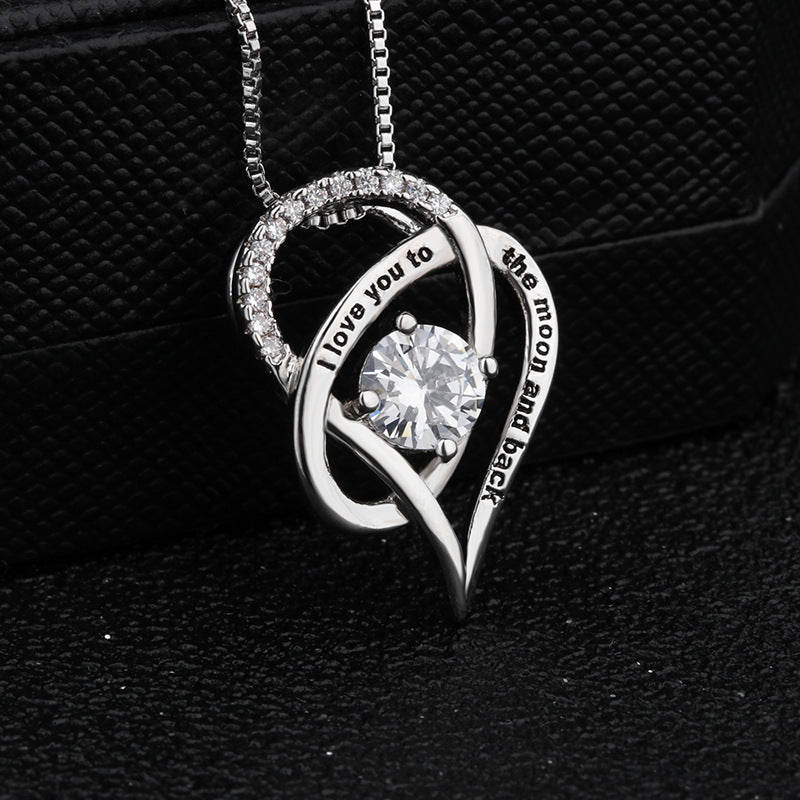 Stellux Heart Crystal Pendant - ''I love you to the moon and back''