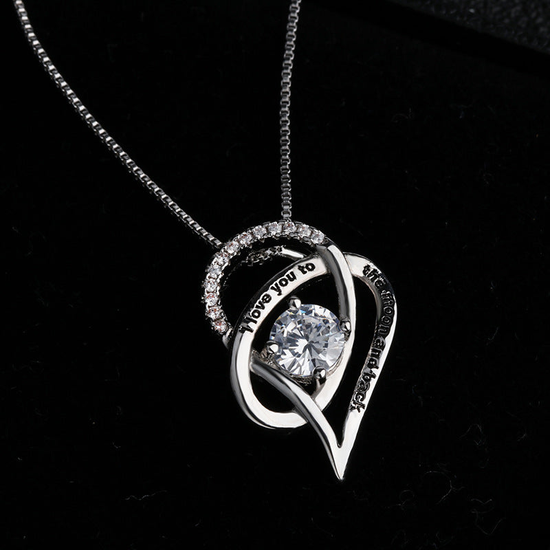 Stellux Heart Crystal Pendant - ''I love you to the moon and back''