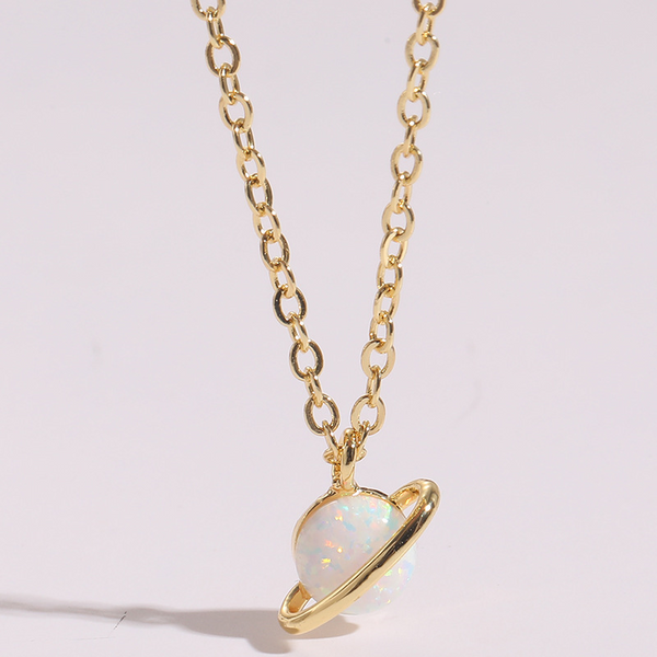 Saturn Opal Pendant Necklace