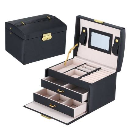 Multi-Compartment Large Capacity Jewelry Storage Box - White, Black, Pink, Purple