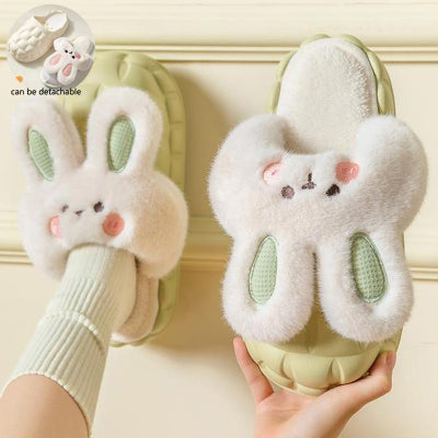 Removable Rabbit Designed Cotton Slippers