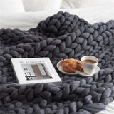 Colourful Hypoallergenic Chunky Knitted Blanket with 2.5cm Super Thick Chenille Yarn