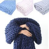Colourful Hypoallergenic Chunky Knitted Blanket with 2.5cm Super Thick Chenille Yarn