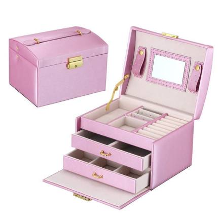 Multi-Compartment Large Capacity Jewelry Storage Box - White, Black, Pink, Purple